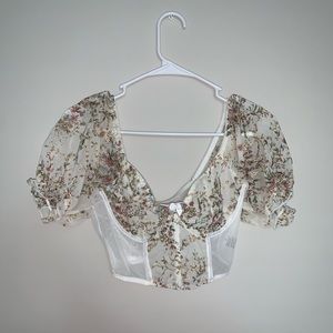 Floral Sheer Crop Corset Top